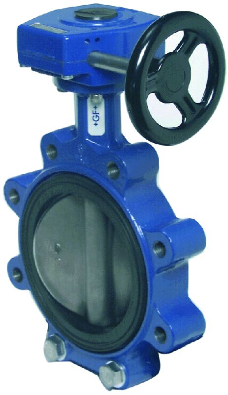 GF Metall - Absperrklappe Typ 038G Mit Handgetriebe Teller: Sphäroguss/Rilsan beschichtet d 75 mm, DN 65 mm