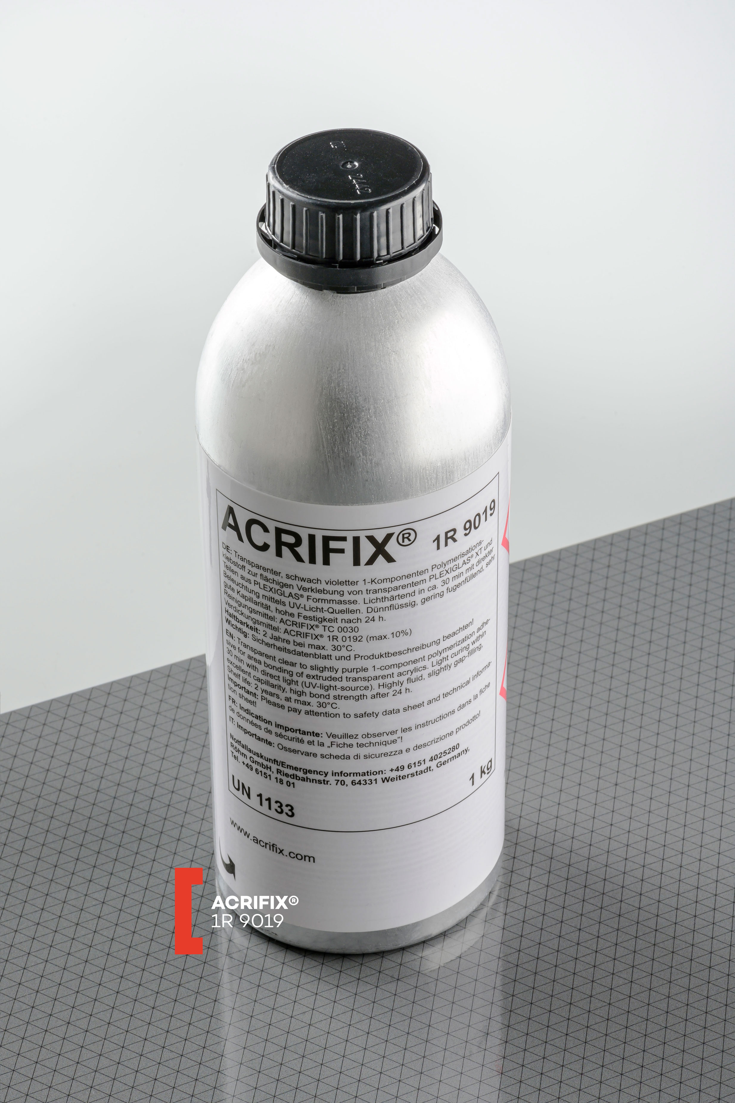 ACRIFIX® 1 R 9019 Solar Kleber Alu-Flasche 1 kg hoch transparent